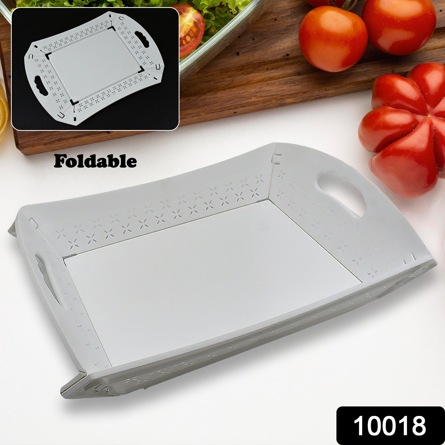 10018 Foldable Serving Tray Plastic Serving Tray With Handle Serving Tray For Food, Kitchen, Outdoors, Restaurants (1 Pc) 10018 Foldable Serving Tray Plastic Serving Tray With Handle Serving Tray For Food, Kitchen, Outdoors, Restaurants (1 Pc)